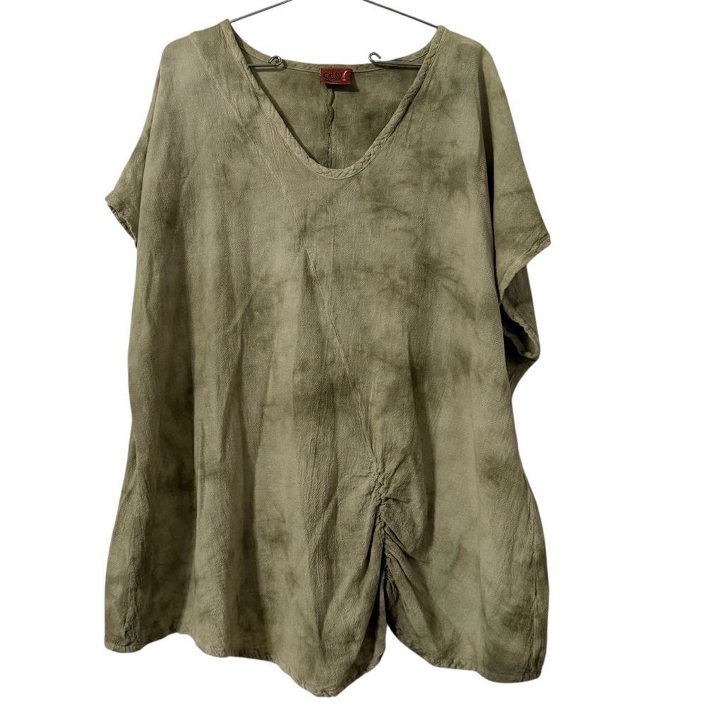 Oh My Gauze Cotton Gauze in Green Tie Dye Sz 3 or XXL Boxy Fit Lagenlook Casual